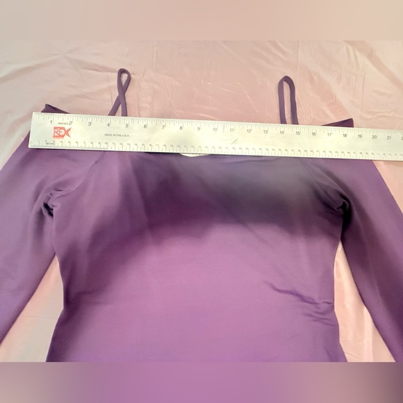 Susana Monaco Purple Long Sleeve Cold Shoulder Stretch Midi Dress Size Large - Picture 5 of 9